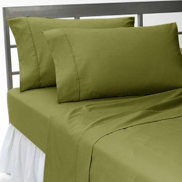 Glamptex Essentials Flat Sheet Poly Cotton Single, Double, King, Super King Flat Bed Sheet (Single, Olive Green)