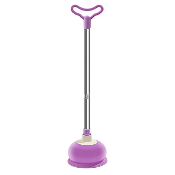 DOITOOL Rubber Toilet Plunger Long Handle Rubber Cup Toilet And Sink Plunger Bathroom Accessory (Purple)