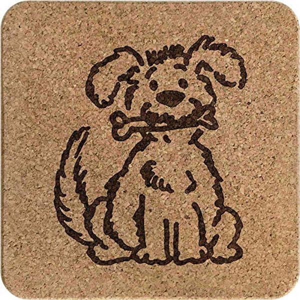 'Dog With Bone' Square Cork Trivet/Pot Stand (TR00015851)