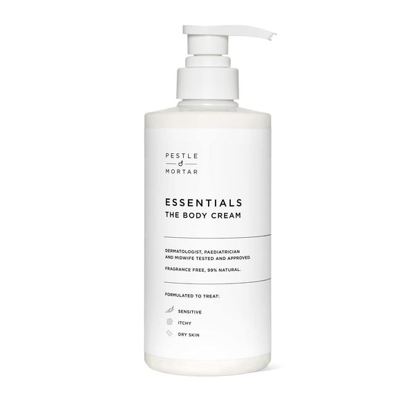 Pestle & Mortar Essentials The Body Cream Moisturiser 500ml Suitable For Dry, Eczema-prone, Psoriasis-prone skin, Dermatologically tested, midwife approved