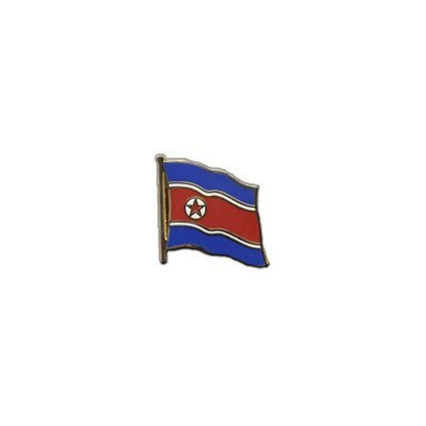 North Korea Gold Plated Flag Pin Badge
