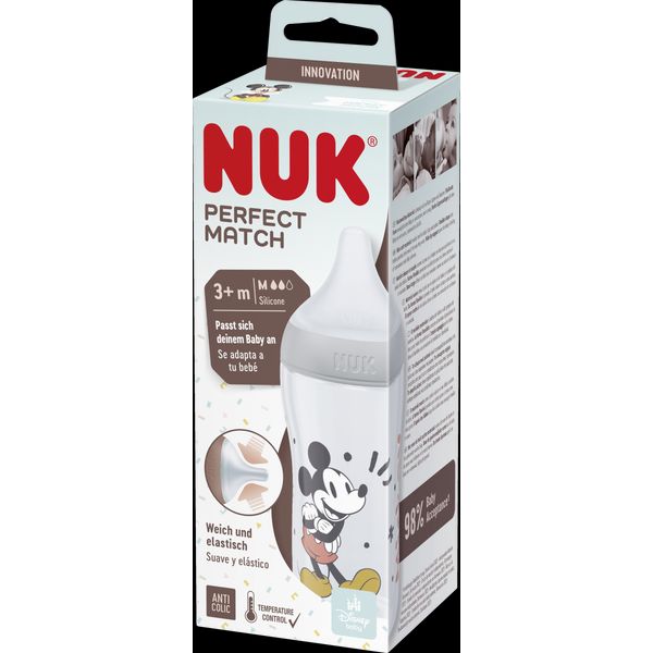 Perfect Match Babyflasche Mickey Mouse mit Temperature Control, ab 3 Monate, 260 ml