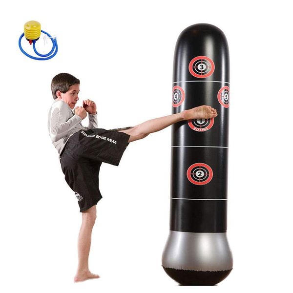 Inflatable Punching Bag for Kids, Fitness Punching Tower Bag for Immediate Bounce Back, Bop Bag for Boxing Reaction Speed Kick Training Pressure Relieving Boxing Target Bag 4.92ft with Foot Pump