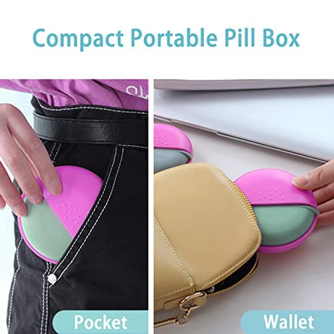 Weekly Pill Organizer Travel Pill Box With Leather Zip Case Strap