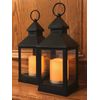 Black Decorative Lantern S/8 - 4 Hour Timer, Remote Control - 9 3/8"H - #9634-8