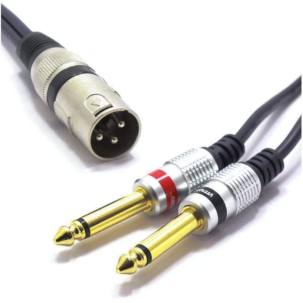 VITALCO XLR Stecker auf 2x 6.3mm TS Klinke Kabel 3m Mikrofonkabel 3 Polig auf Mono Klinkenstecker Audio Adapter