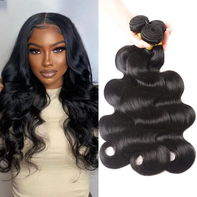 10A Brazilian Body Wave Bundles Human Hair 14 16 18 Inch 100% Unprocessed Human Hair 3 Bundles Body Wave Remy Virgin Hair Weave Bundles Human Hair.