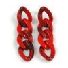 Large Oval Link Acrylic Chain Drop Earrings/Marble Effect in Red/Black/60mm Long