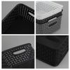 Rinboat Muti-Colour Rectangle Plastic Weave Storage Shelf Baskets, Pack of 6