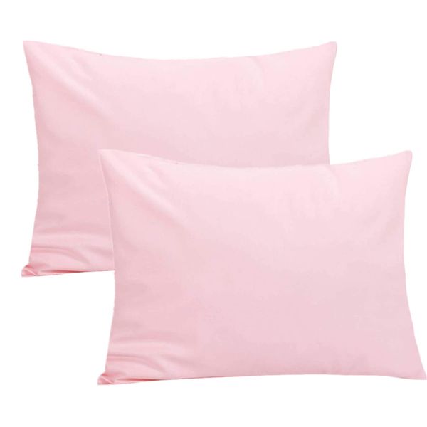 Baby Toddler Pillowcase, Plain Cot Bed Pillow Pair Cases 40 x 60cm, 2 Pack 100% Cotton Soft Pillow Cover for Boys & Girls Bedding, Kids Travel Pillow Pillowcase with Envelope Closure（Pink）