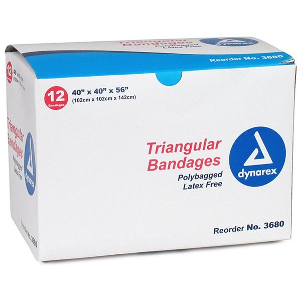 DYNAREX 3680 Triangular Bandage,40x40x56",Beige,PK12 36PV25