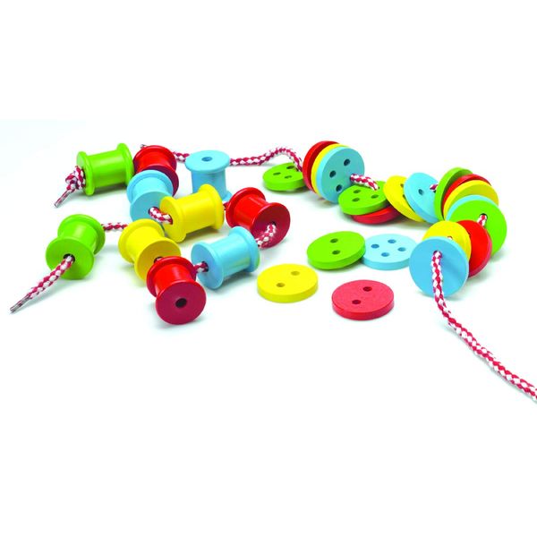 Kids Stuff The Original Toy Company Solid Hardwood Threading Buttons & Spools