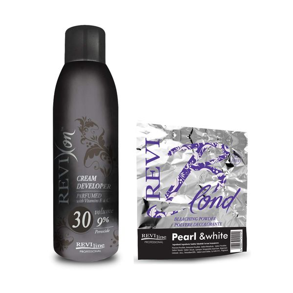 Set of Cream peroxide 1000ml (9% volume 30) and Bleach Powder (PEARL&WHITE) 500g no dust formula Professional Lightening bleaching highlighting hair protect formula