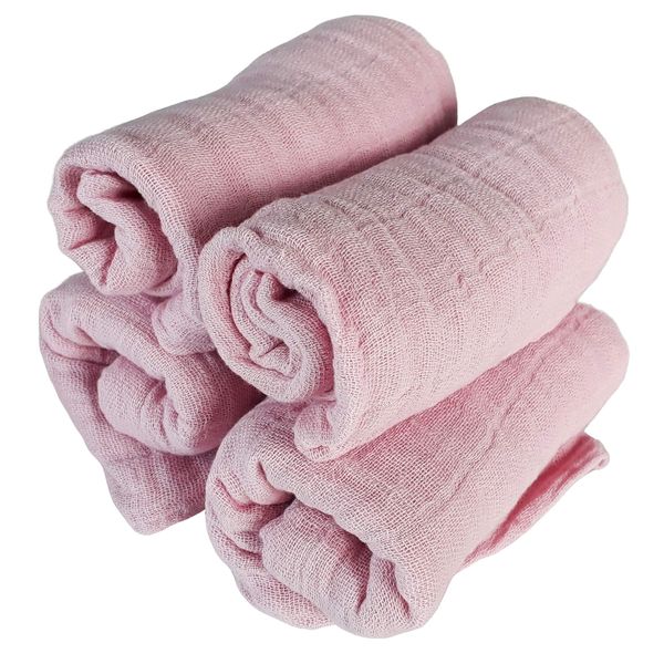 Pippi Muslin Nappies Pack of 4 Organic (Dusky Pink)