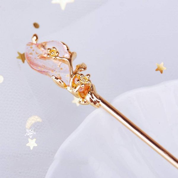 Xinjincang Gold Vintage Hair Sticks with Rhinestone, Metal Hair Fork Hair Chopsticks, 1 Hair Accessory Package