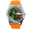 TAPORT® Lazy Sloth Orange Leather Band Quartz Watch