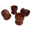 4 Brown Wooden Eggs Cups Set