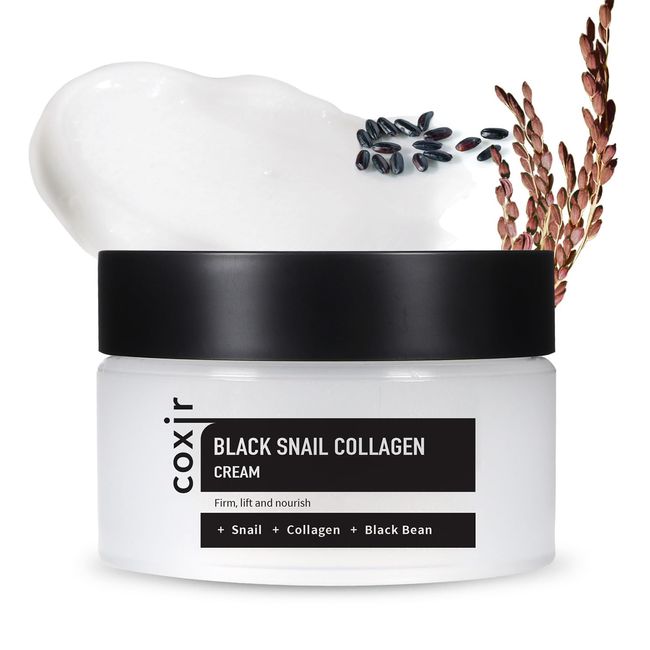 [coxir] BLACK SNAIL COLLAGEN CREAM [30ml/1.01 fl.oz(Pack of 1)] Black-3-Complex: Black Rice, Bean, Sesame, Snail Mucin, Collagen, Peptide l Repairing&Firming l Korean Skin Care