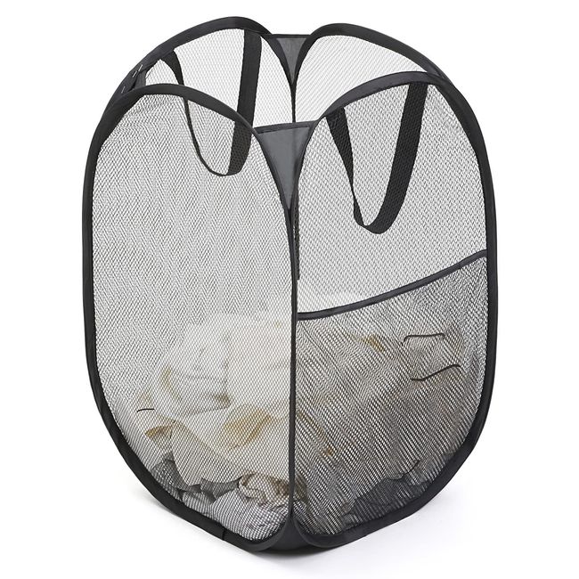 Astro Laundry Basket Black Folding Mesh Pop Up Laundry Bag Laundry Basket with Handle 730-47