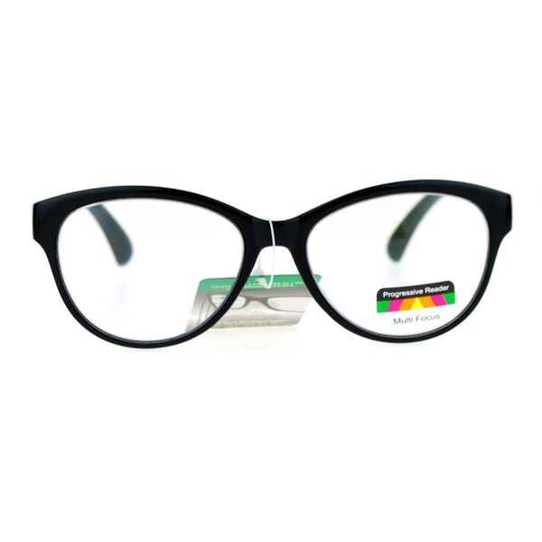 SA106 Cat Eye Multi 3 Focus Progressive Reading Glasses Black 1.75