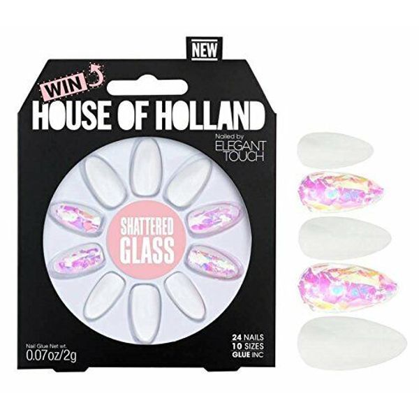 House of Holland Nailed by Elegant Touch SHATTERED GLASS: 24 nails, nail glue...