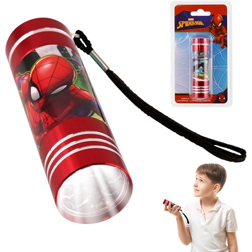 Flashlight Torch, 9 LED Torch with Colors LED Flashlight Mini Torch for Kids Featuring TV Characters for Boys 3+ Years - Spiderman (Red New)