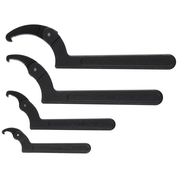 Williams JHWWS-474 4-Piece Adjustable Hook Spanner Wrench Set, Ideal for Adjusting Collars, Lock Nut Rings, and Bearings