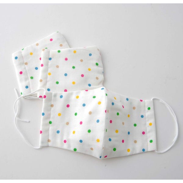 Wataka Kaori (Made in Japan) 3D Gauze Cloth Mask (Multi-Colored Polka Dot), Washable and Hygienic Gauze Mask x 3