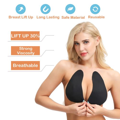 Breast Lift Tape for Large Breasts Push Up Sticky Adhesive Bra for A-E Cup Black DD+