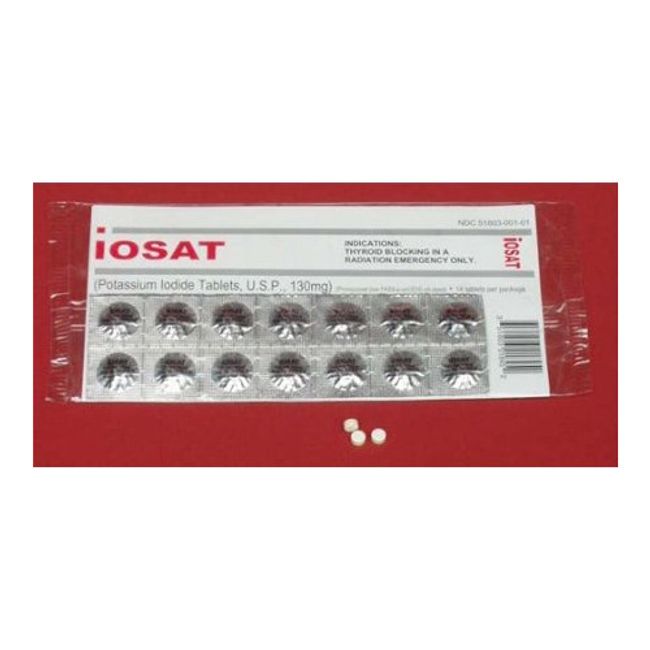 iOSAT Potassium Iodide KI Tablets 130 mg 14 Radiation Blocking Survival Gear