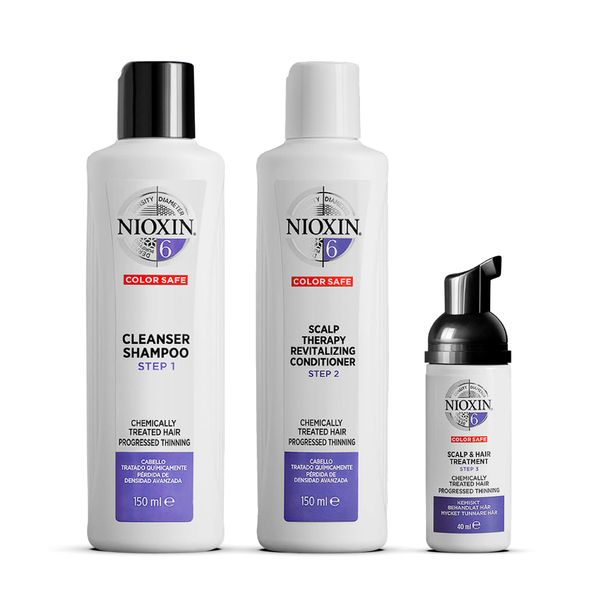 NIOXIN System 6 Starter-Set – Shampoo, Haarspülung und Kopfhaut Serum für chemisch behandeltes,