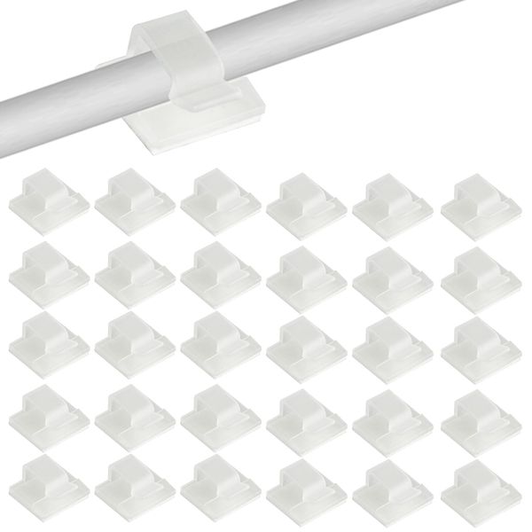 100 Stück Kabelhalter Kabelclips Selbstklebende Kabelführung Organizer, Outdoor Kabelklemmen, Kabelschellen, Kabel Haken Draht Halter Transparent für Kabelmanagement Kabelbefestigung Lichterkette