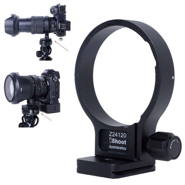 iShoot CNC Metal Tripod Mount Ring Lens Collar Compatible with Nikon Nikkor Z 24-120mm F4 S Lens, Lens Support Holder Bracket Bottom is Arca-Swiss Fit Quick Release Plate Dovetail Groove