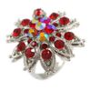 Avalaya Red Crystal Flower Ring/Silver Tone/Size 7/8 Adjustable