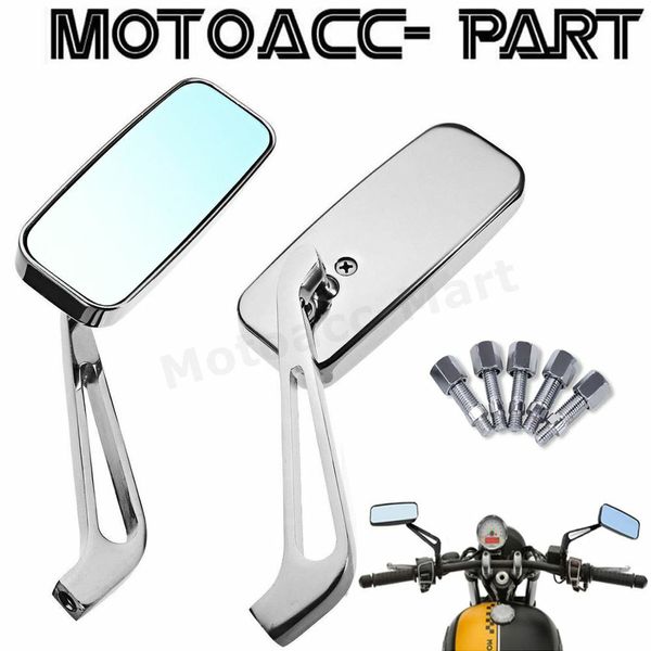 8/10mm Chrome Rectangle Motorcycle Rearview Mirrors For Harley Softail Sportster