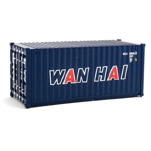 Walthers SceneMaster HO Scale Model of Wan Hai (Blue, White, red A Lettering) 20' Corrugated Container,949-8066