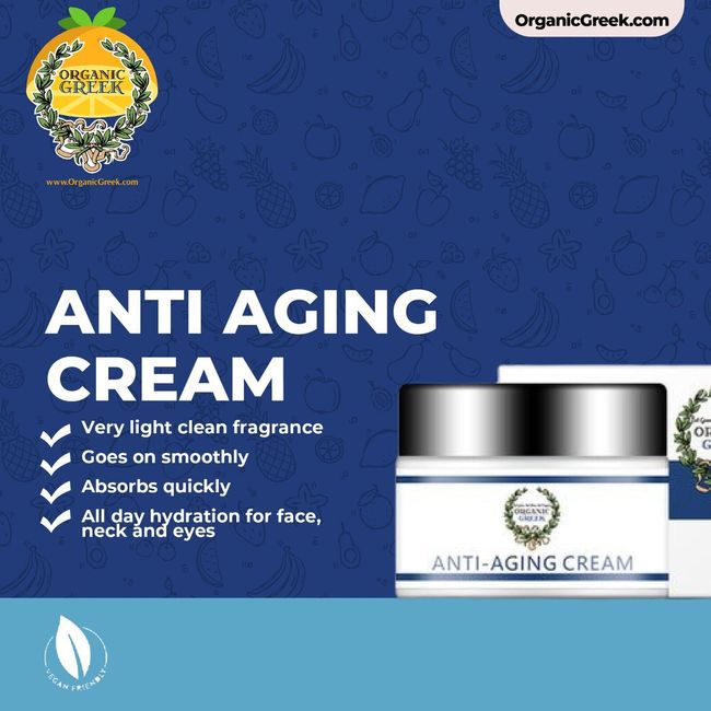 OrganicGreek Anti Aging Cream, Daily Face Moisturizer, Reduce Wrinkles Men|Women