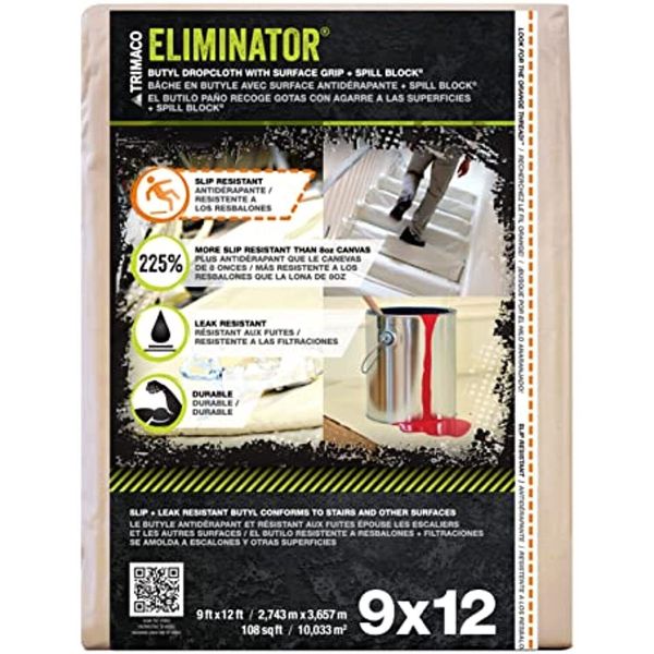 Trimaco Eliminator Butyl Drop Cloth, 9-feet x 12-feet