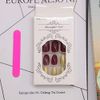 Yienate False Nails Red Round Head Gold Dust French Nails Fake Nails for Women and Girls 24Pcs (Red)