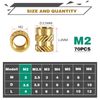 Gewindeeinsatz, Einpressmuttern, Messing Einbettung Muttern Rändelmuttern, Threaded inserts für Kunststoffteiledurch Wärme oder Ultraschall in 3D-Drucker Teile (M2*4 * 3.5mm-70pcs)
