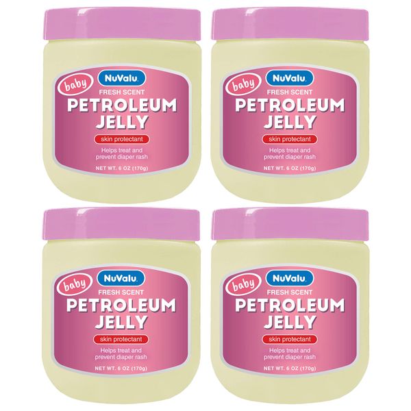 NuValu Petroleum Jelly, 6 oz, Pack of 4 (Fresh Scent Baby Pink)