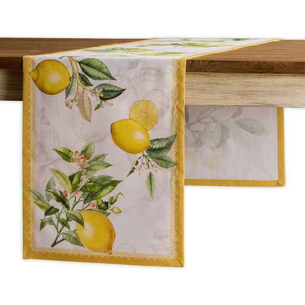 Maison d' Hermine Table Runner 100% Cotton Decorative Washable Tablerunner Easter Tablerunners for Dining, Home, Wedding, Banquet, Buffet, Limoncello - Spring/Summer (37cm x 180cm)