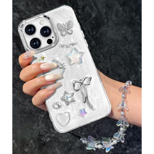 Toycamp for iPhone 16 Pro Case - for Women Girls Cute Girly Kawaii Cartoon 3D Cat Star Bow Design with Charm Butterfly Wrist Chain Phone Cover Aesthetic Pretty Unique Cases for iPhone 16 Pro 6.3 Inch