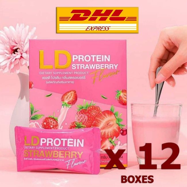 12xLD Strawberry Dietary Supplement Manage Weight Fat & Sugar Free Plant Protein