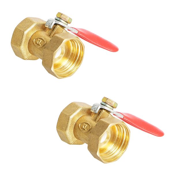 Ohamtes 2Pcs Ordinary Brass Ball Valve G 1/2" Female Thread xG 1/2" Female Thread Valve, 4 Point Double Female Thread Ball Valve, Used for Fluid Control of Water, Oil, Various Solvents, Gas, Natural Gas, Galvanized Steel Pipes, Copper Pipes, Aluminum-Plas