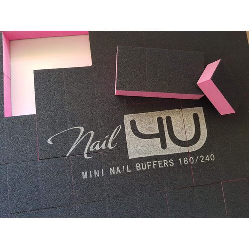 Professional Mini Nail Buffers Set for Acrylic Gel Tips by Nail4U Double sided 180/240 grit Sanding Blocks Manicure Tools for Home and Salon use Pack of 60 pcs