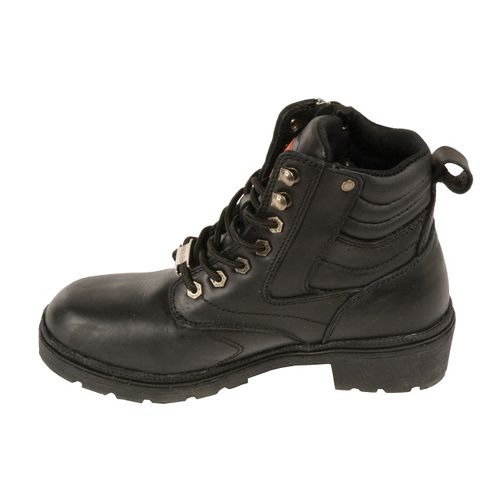 Milwaukee Leather MBL9320 Women's Premium Black Leather Lace-Up Motorycle Riding Boots with Side Zipper - 11