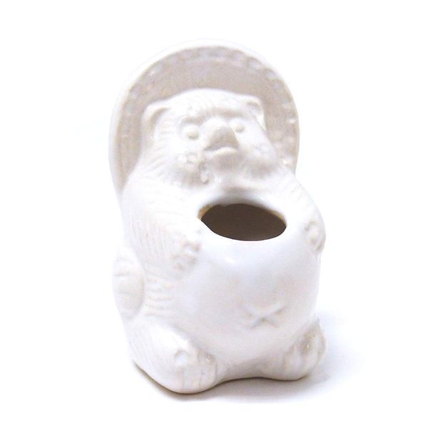Tanuki Tooth Pick Holder Shigaraki Ware Toothpick Holder (White)