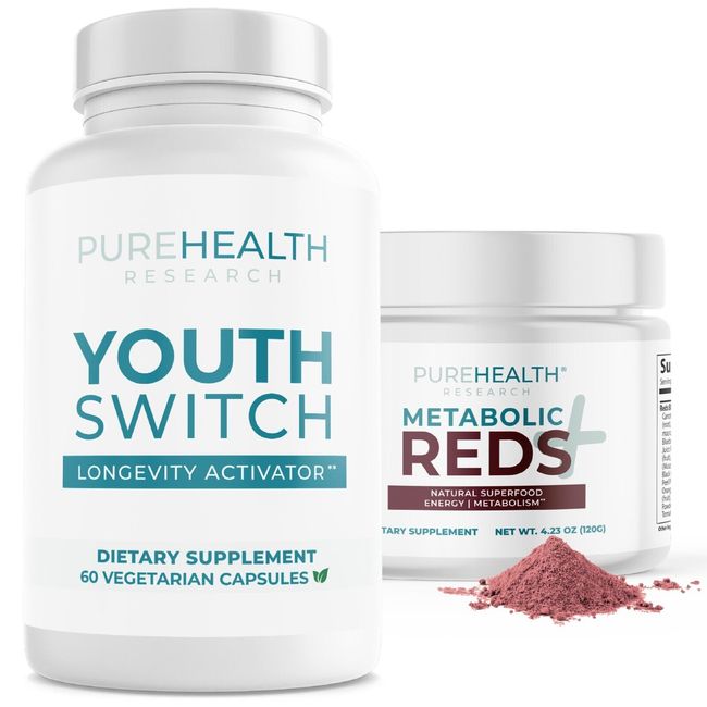 Youth Switch Supplement & Metabolic Reds Formula Bundle Pack PureHealth Research