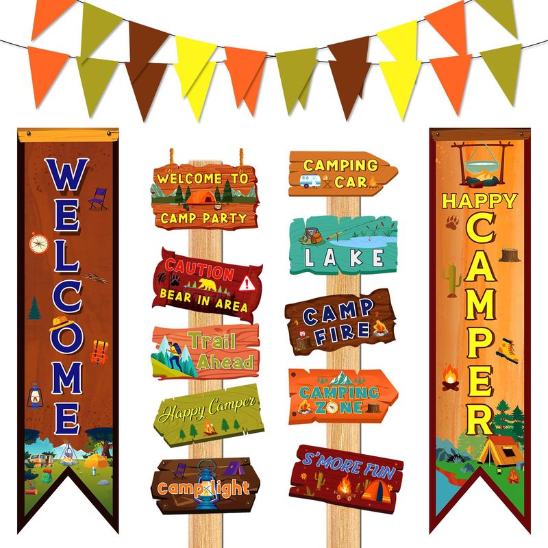 Camping Themed Party Decorations Camping Porch Sign Camper Adventure ...